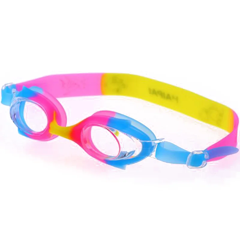 Blue Hot Pink Yellow Силиконовые очки для плавания с мультяшными рыбками, детские очки для плавания, плавания в бассейне, дайвинга, плавания, водных видов спорта, красочные водонепроницаемые противотуманные очки - Цвет: Blue Hot Pink Yellow