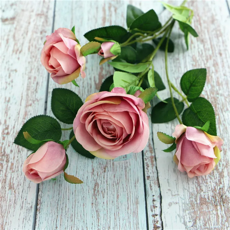 6 голов акации розы Шелковые Чайные Букет невесты для украшения свадьбы