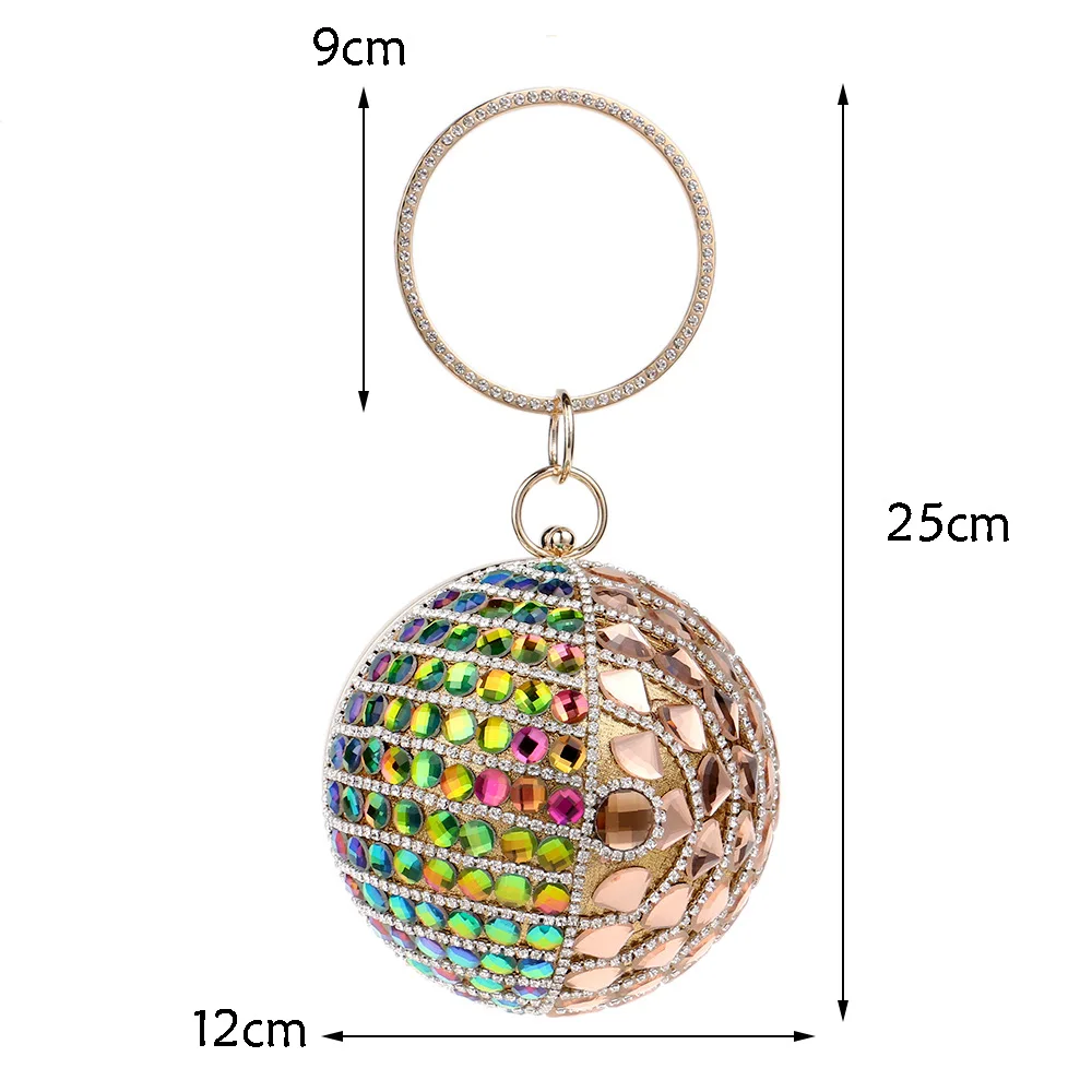 Хит продаж женская вечерняя сумка со стразами цветные сферические сумки клатчи