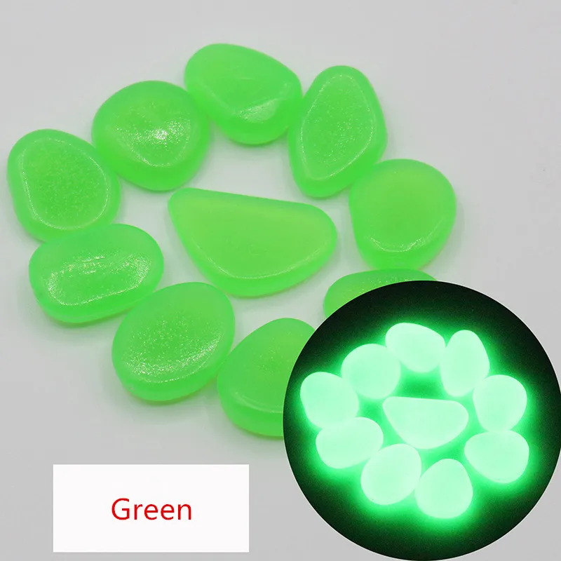 Green 20/50/100 шт светится в темноте садовые камни свечения камней камни для дорожек декор аквариума растения шланг для полива огорода, двора, светящиеся камни - Color: Green