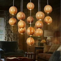 Ideas wooden  ball  led  chandelier for dining room living room adjustable cord home decoration lamp 90-260V