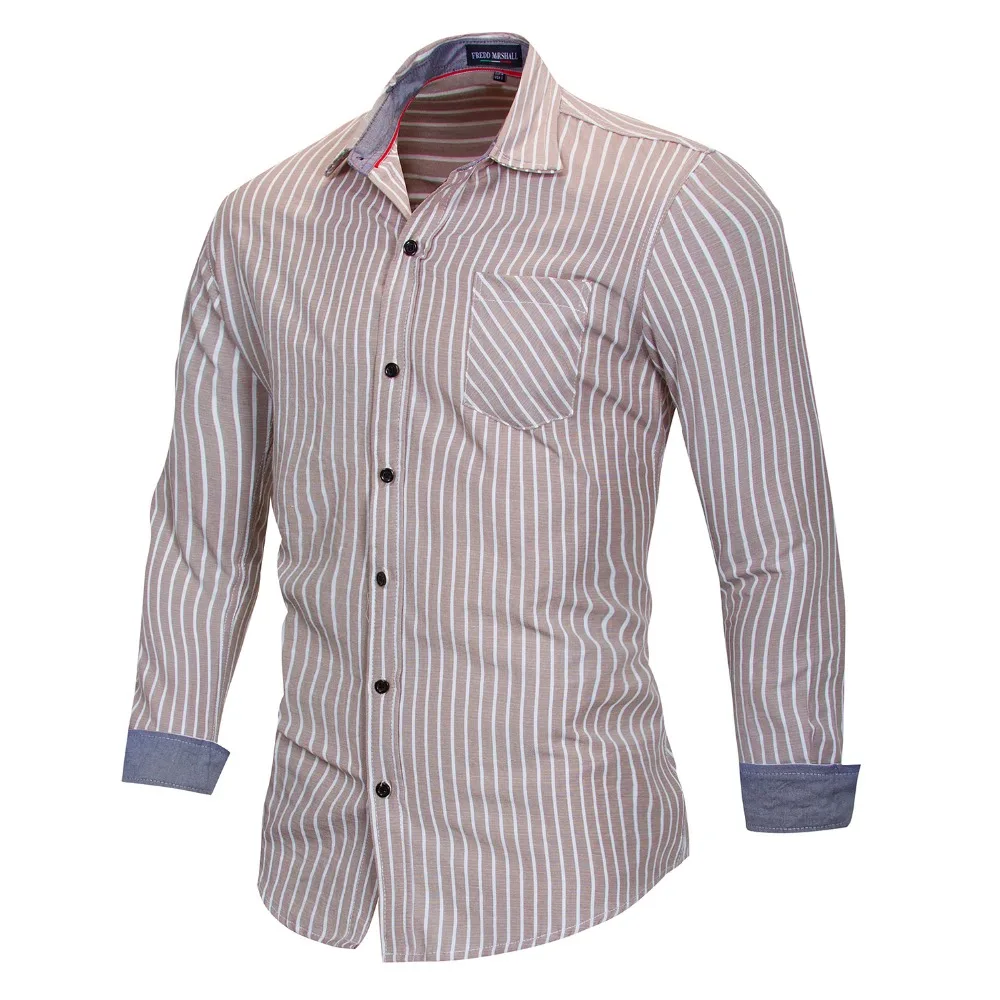 Для мужчин Длинные рукава сетки/stripe Oxford dress shirt и левый нагрудный карман 2018 Новый
