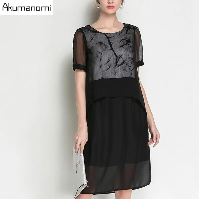 Платье повседневное в китайском стиле тонкое летнее газовое платье с коротким