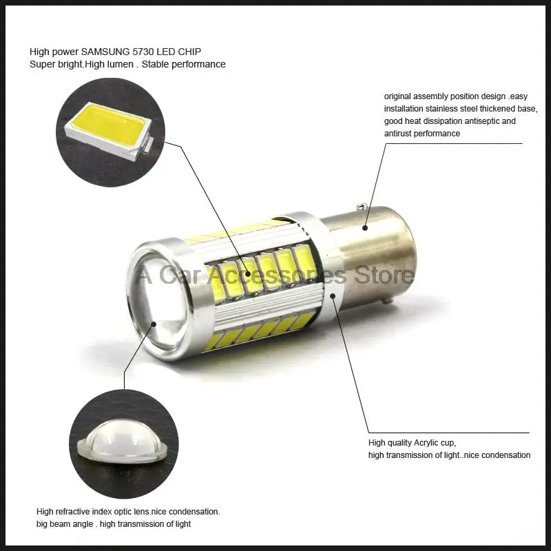 2шт S25 1157 BAY15D 33 светодиодный 5630 SMD P21/5 Вт 2057 7528 Автомобильный задний фонарь стоп