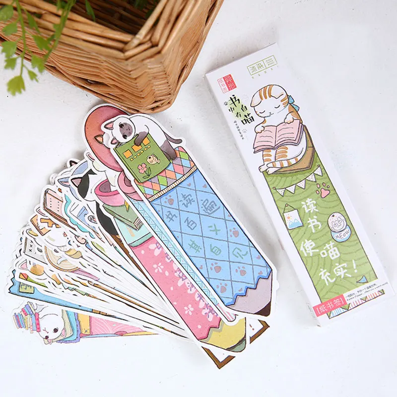 30 шт./коркор. креативная Милая Закладка в виде кота канцелярские закладки Kawaii