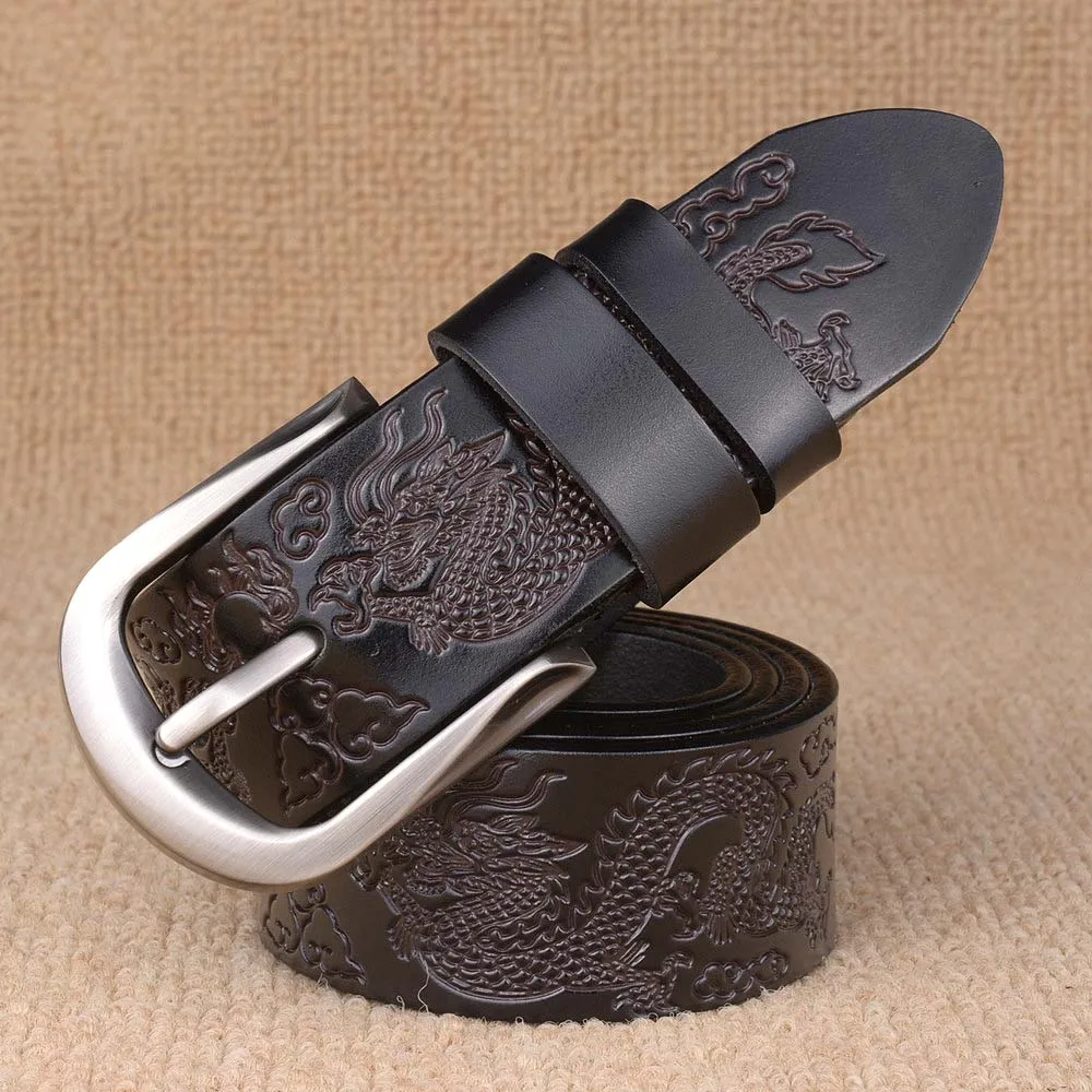 Мужской ремень с пряжкой Cinto винтажный дизайнерский из натуральной кожи драконом