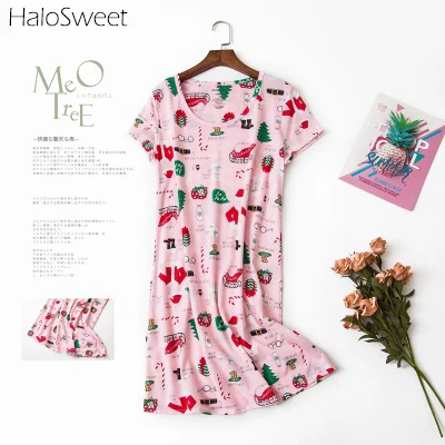HaloSweet 90 кг размера плюс 100% хлопок ночное белье женская ночная рубашка винтажное