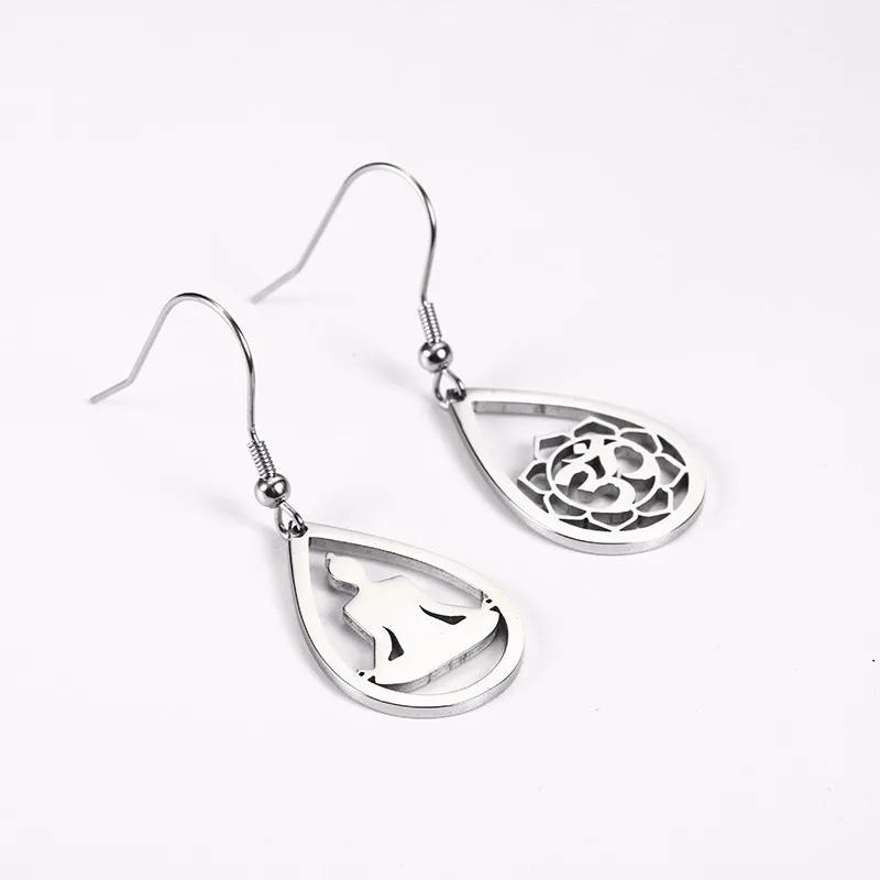 RIR Minimalism Indian OM Yoga Irregular Drop Earrings Stainless Steel Meditation Lotus Elegant Ladies Jewellery | Украшения и
