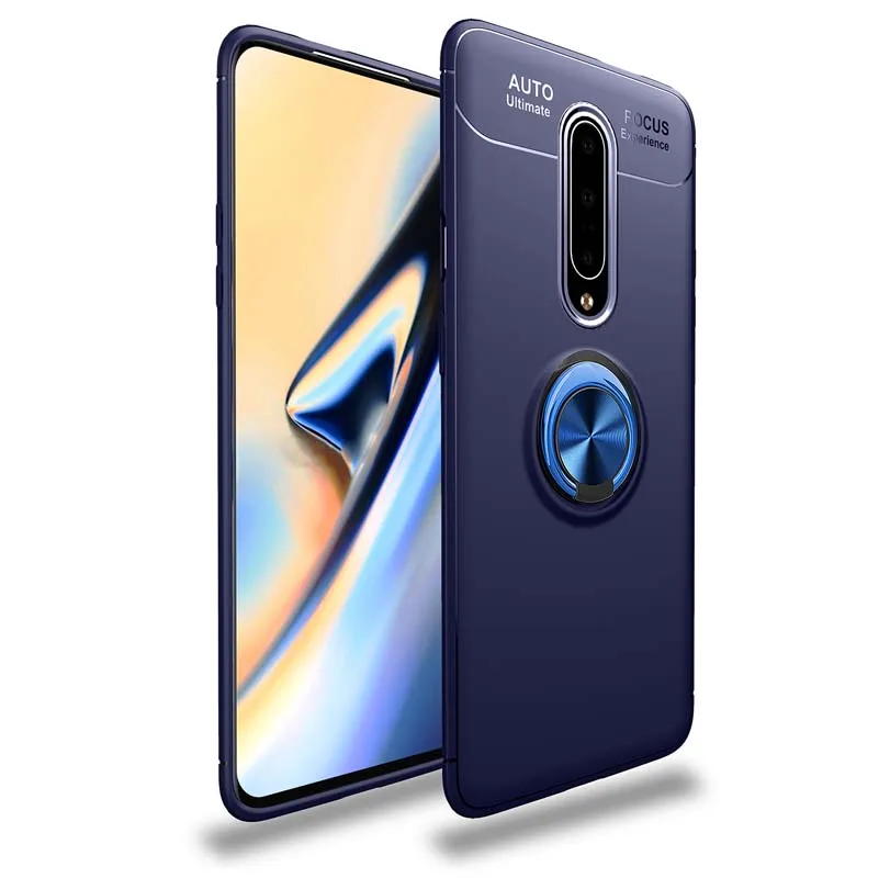Blue Blue Чехол для Oneplus 6 6 T 7 Pro one plus 6 T 7 1+ 7 Pro, Силиконовый противоударный автомобильный магнитный держатель для колец, чехол для телефона - Цвет: Blue Blue