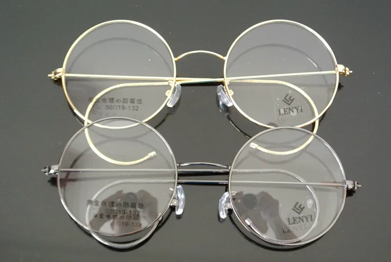 

Oversize 60s Vintage Round 50 mm Eyeglass Frames Wire Rim John Lennon Steve Jobs Glasses Brand New Full Rim Rx able