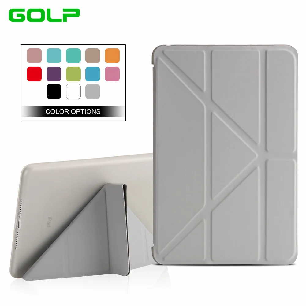 GOLP Чехол для ipad mini 4, чехол из искусственной кожи, мульти-складной смарт-чехол с подставкой, мягкий ТПУ задний флип-чехол для ipad mini 4, чехол - Цвет: Grey