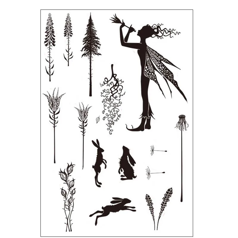 Деревья кролики Ангел прозрачный штамп для DIY Скрапбукинг карты ручной
