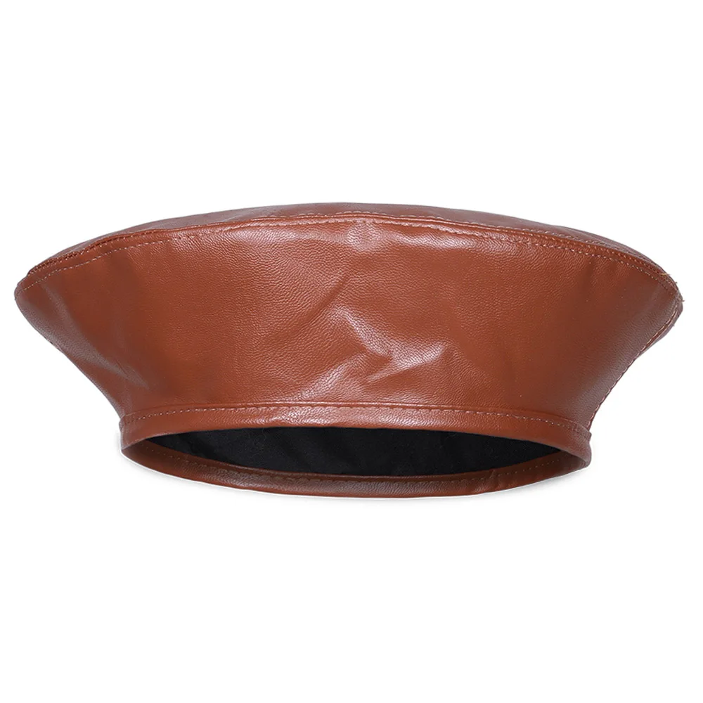 Style 2 Coffee WELROG, Женский фетровый берет, черный, красный, из искусственной кожи, берет, шапка для женщин, Осень-зима, плоская кепка, Gorras, женская, ретро, восьмиугольная кепка - Цвет: Style 2 Coffee