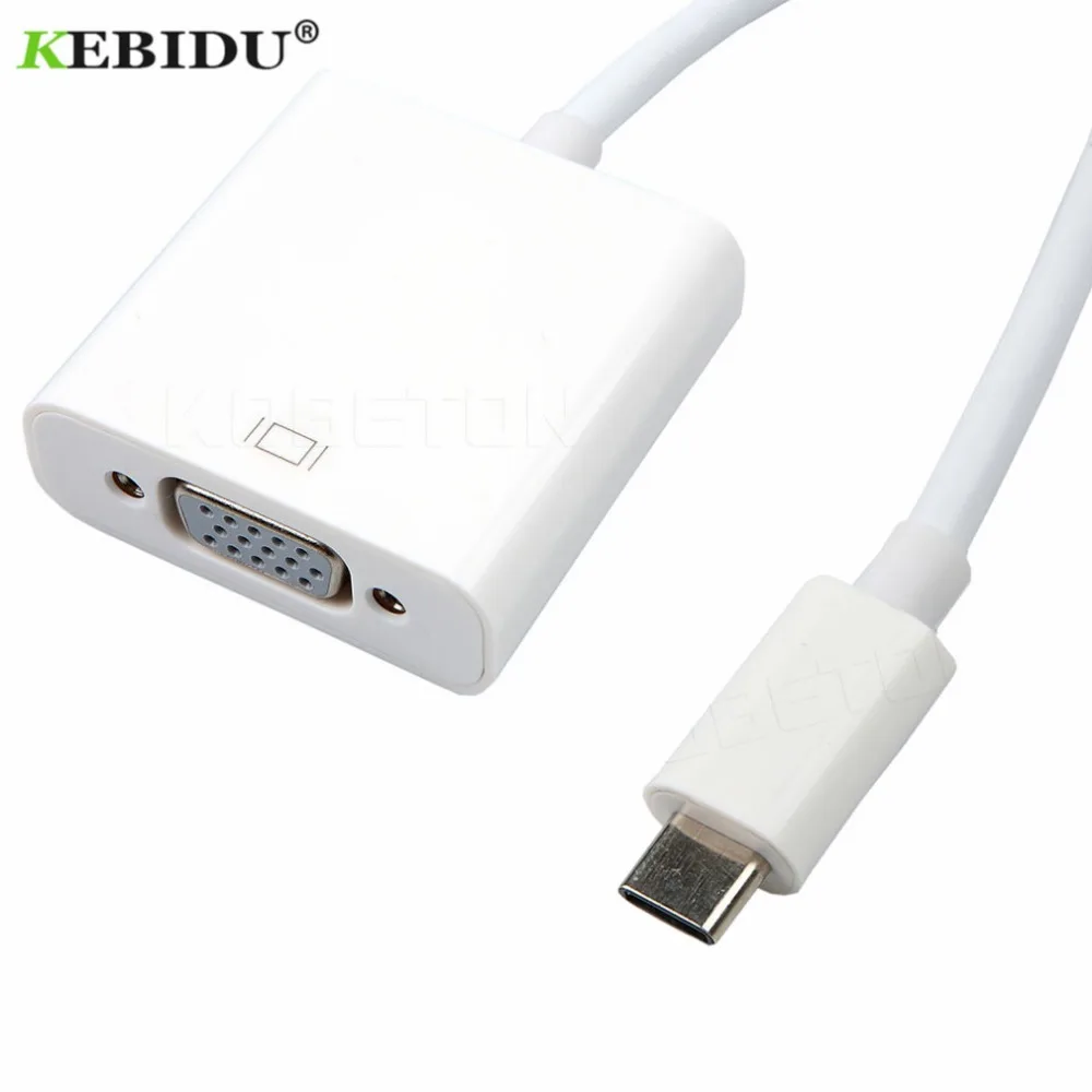 Kebidu USB 3 1 Type C к VGA адаптер Type-c папа женскому конвертер для Macbook 12 дюймов Chromebook Pixel Lumia