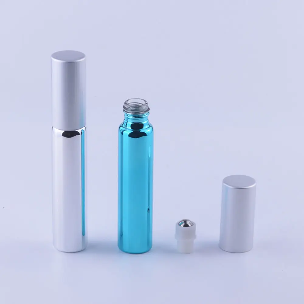 

ISKYBOB 10ML Stainless Steel Metal Roll on Bottles Essential Oil Perfume Roller Hot for Travel