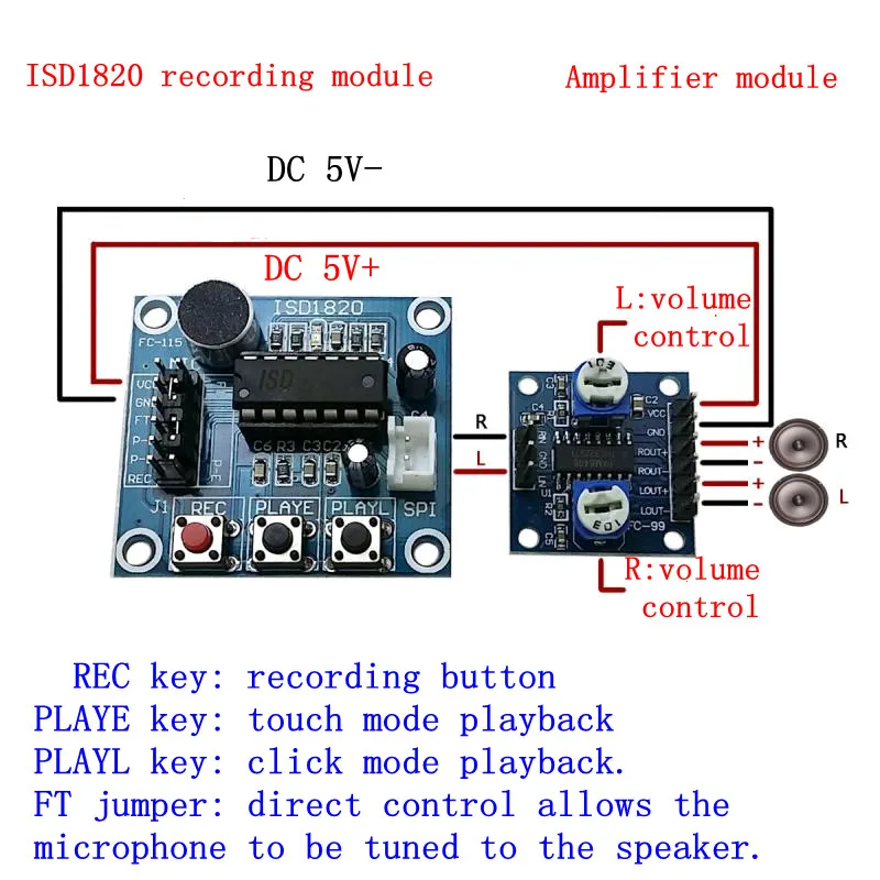 Greatzt ISD1820 модуль записи голоса Модуль голосового доска telediphone с микрофонами|board