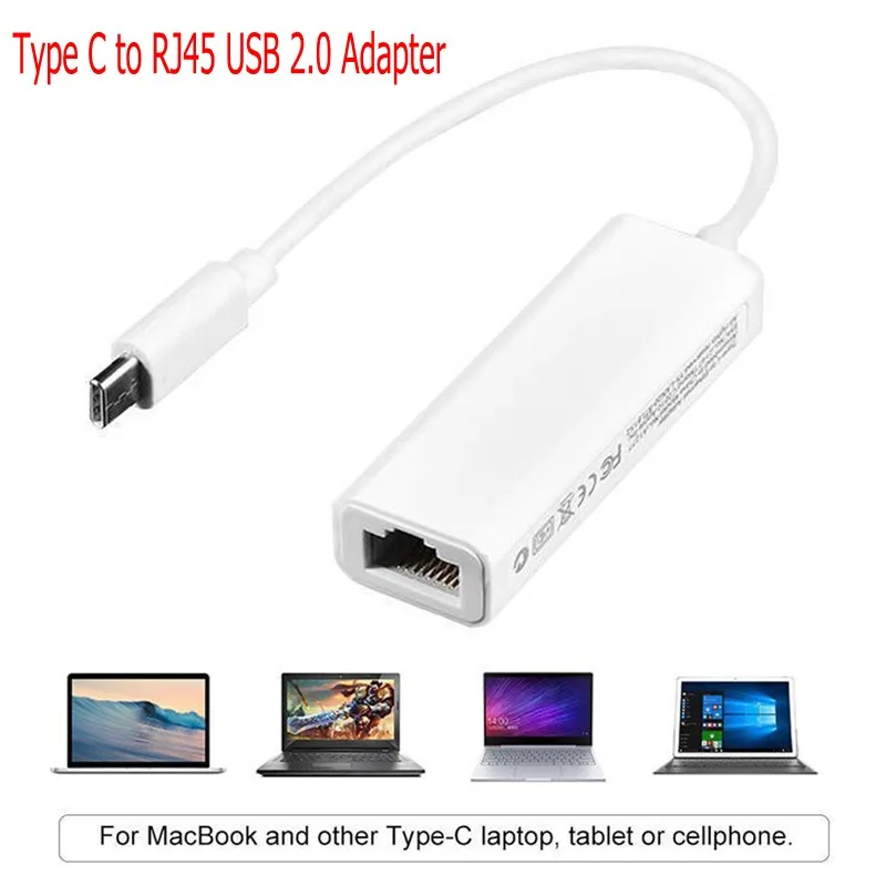 1 шт. USB C Тип RJ45 2 0 адаптер Lan Ethernet сетевой для Macbook портативных ПК белый кабель