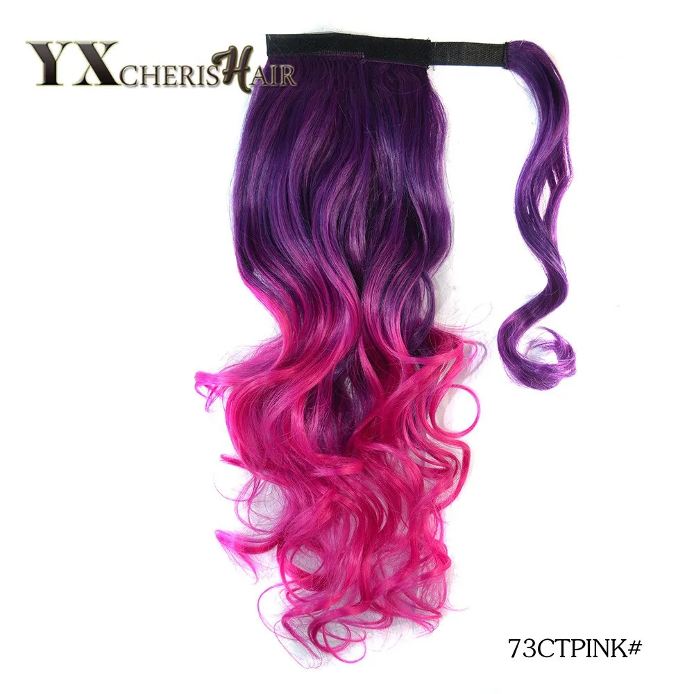 73CTPINK YXCHERISHAIR 16 дюймов 100 г высокотемпературное волокно Омбре длинные волнистые синтетические обертывания вокруг шиньонов поддельные в наращивание волос конский хвост - Цвет: 73CTPINK