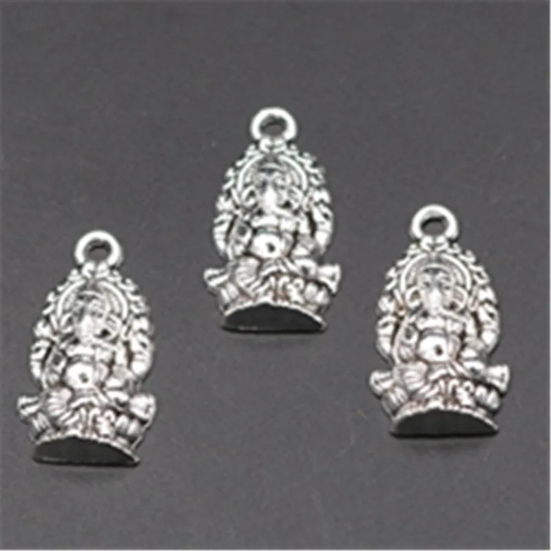 WKOUD 15 шт покрытые серебром Цвет как бог (Ганеша) выемками человеческое лицо серьги-подвески и ожерелья DIY ювелирные подвески из сплава Выводы A672