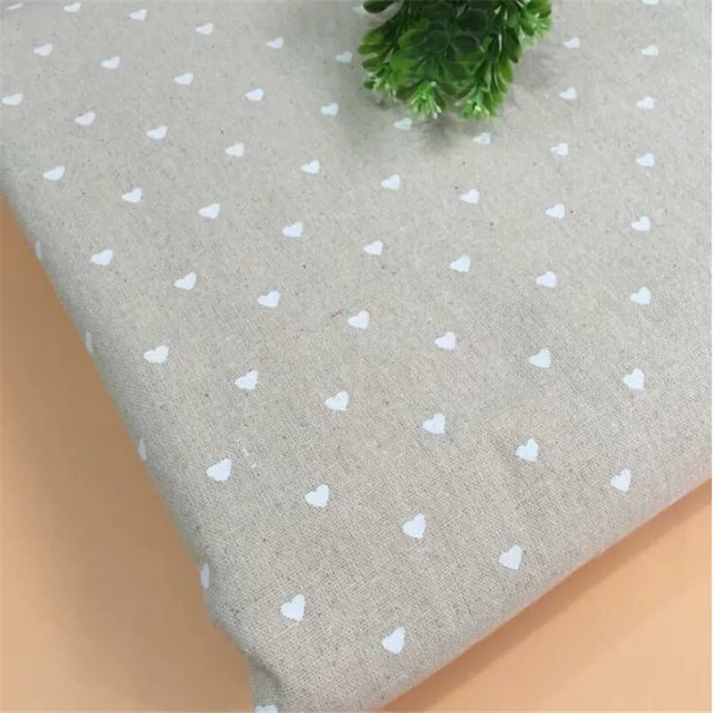 Хлопчатобумажная льняная ткань с принтом в форме сердца Холщовый материал