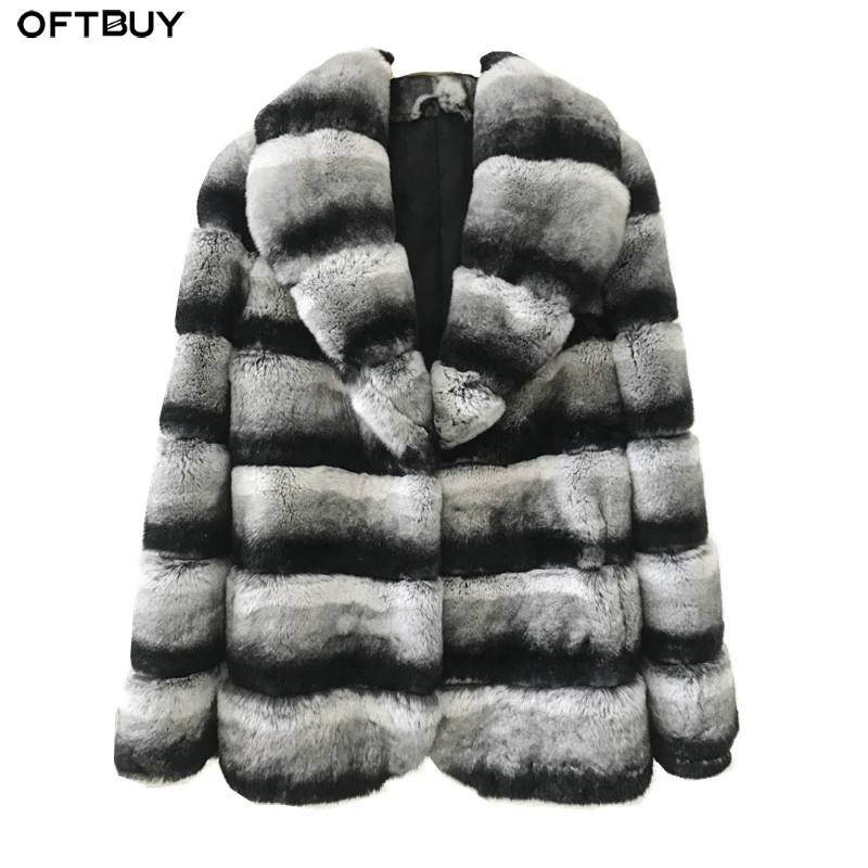 OFTBUY/2021 зимняя куртка для женщин пальто из натурального меха кролика Рекс верхняя