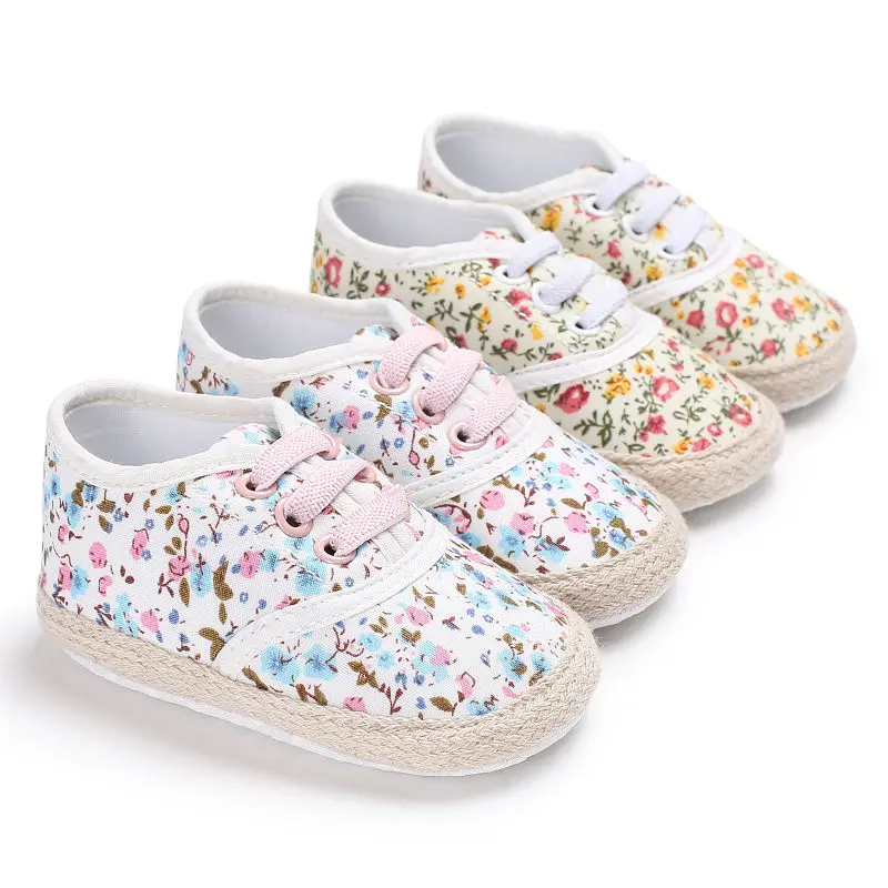 

Newborn Sneakers Infant Toddler Baby Sweet Girl Princess Classic Floral Anti-Slip Shoes Toddler Soft Crib Soled First Walkers