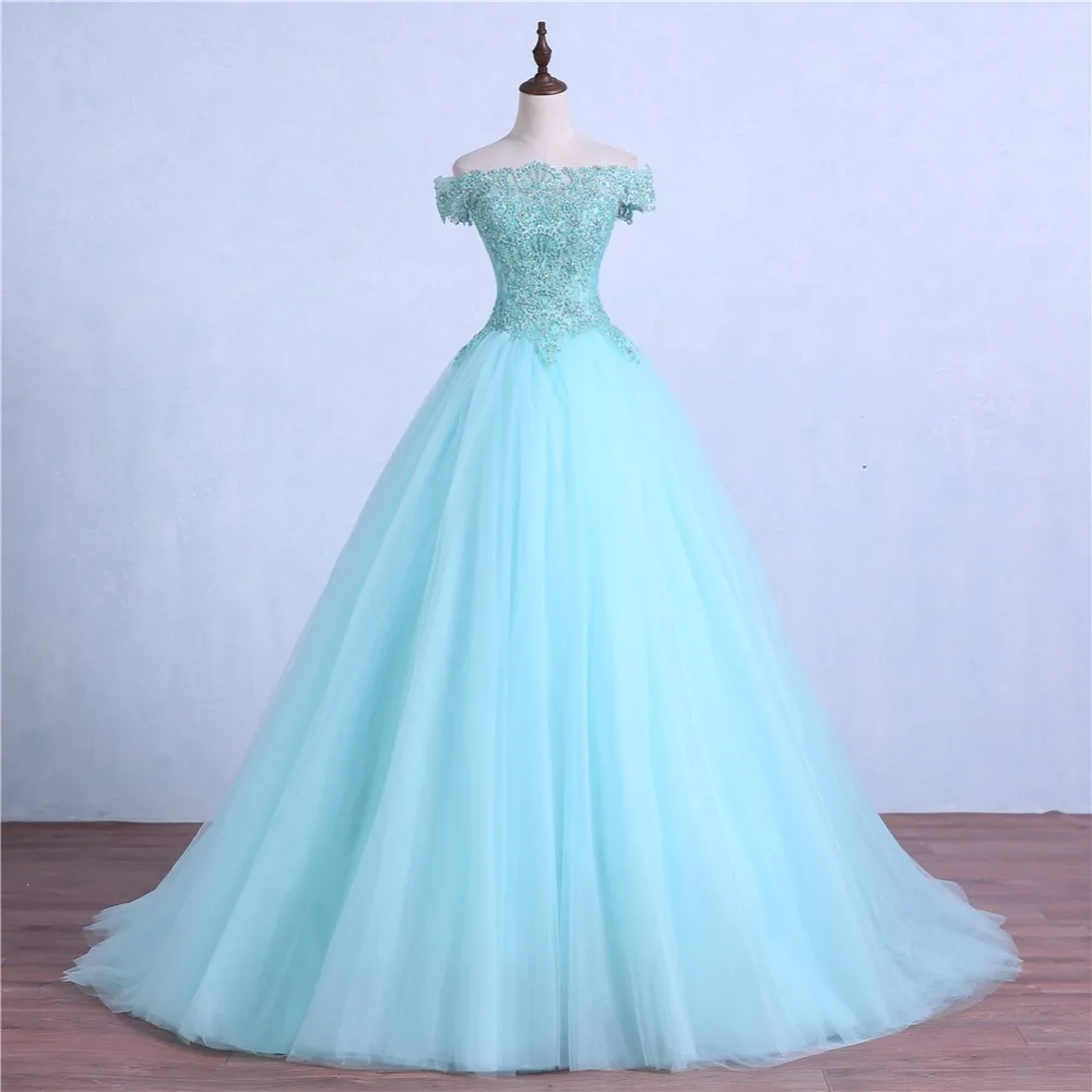 Ruthshen мятно зеленые платья для Quinceanera с открытыми плечами кружевные бусины Тюль