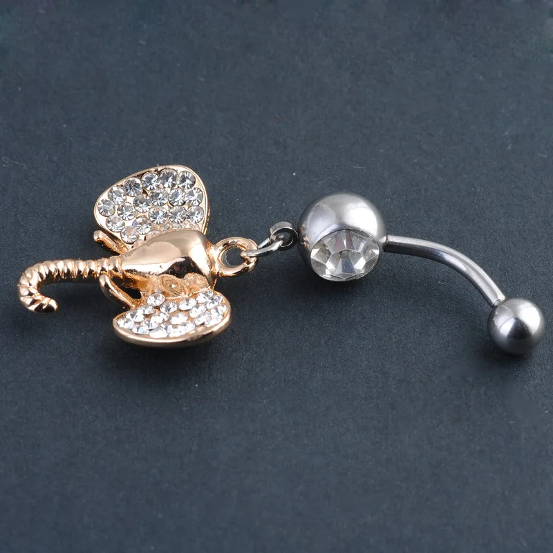 Милое элегантное кольцо в виде слона и пупка хирургические стальные кольца для