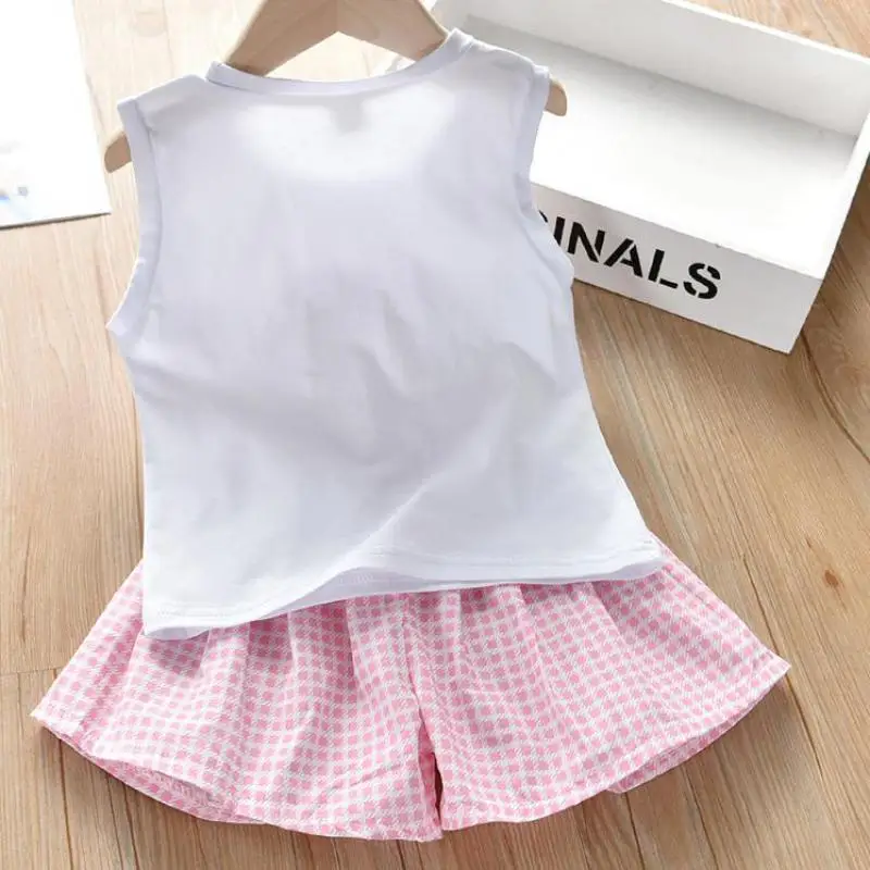 2019 для маленьких девочек комплекты летней одежды милое платье без рукавов 2 цвета