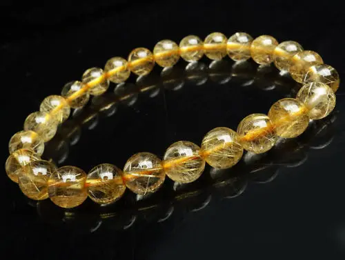 FREE SHIPPING 7mm Natural Brazil Gold Hair Rutilated Quartz Beads Wealth Bracelet AAA | Украшения и аксессуары