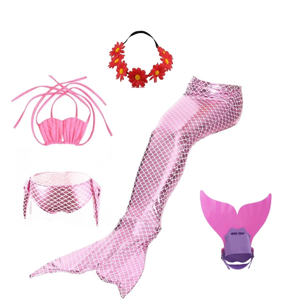 Купальный костюм для девочек цвет синий розовый Детские хвосты русалки плавания