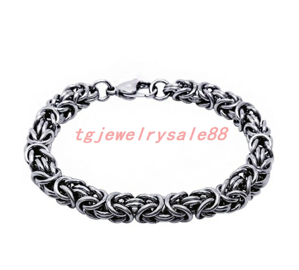 

6/8/10mm Wide Polishing Silver Color Unique Byzantine Chain Bracelet&Bangle For Men's Cuff Jewelry Stainless Steel 7-11" Choose