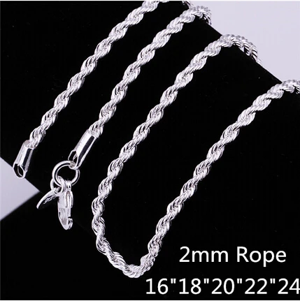 Распродажа опт серебряное ожерелье с цепочкой мужское 2 мм цепочка аксессуар