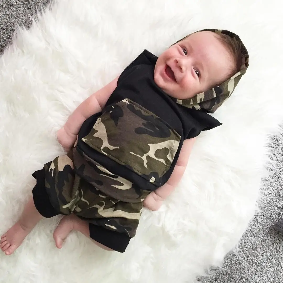 Newborn Infant Toddler Baby Boy Girl Unisex Clothes Hooded Vest Top T shirt Pants Outfits 2PCS Set | Детская одежда и обувь