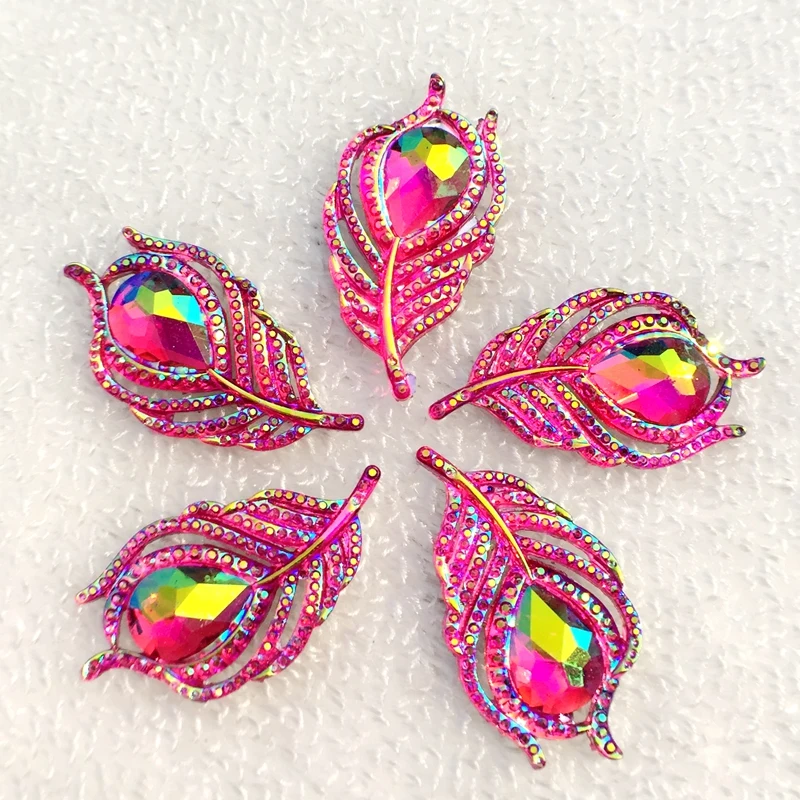 B073 Шикарные 20 шт 20*38 мм милые AB лист и Феникс вниз rhinestononeflatback Кнопка кабошон Аппликации/Свадебные украшения Ремесло - Цвет: B073