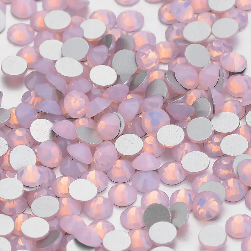 

Pink Opal SS3-SS30 1440pcs/Lot Non-Hotfix Glass Rhinestone Flatback Crystal Round Glue On Rhinestones 3D DIY Nail Art Decoration