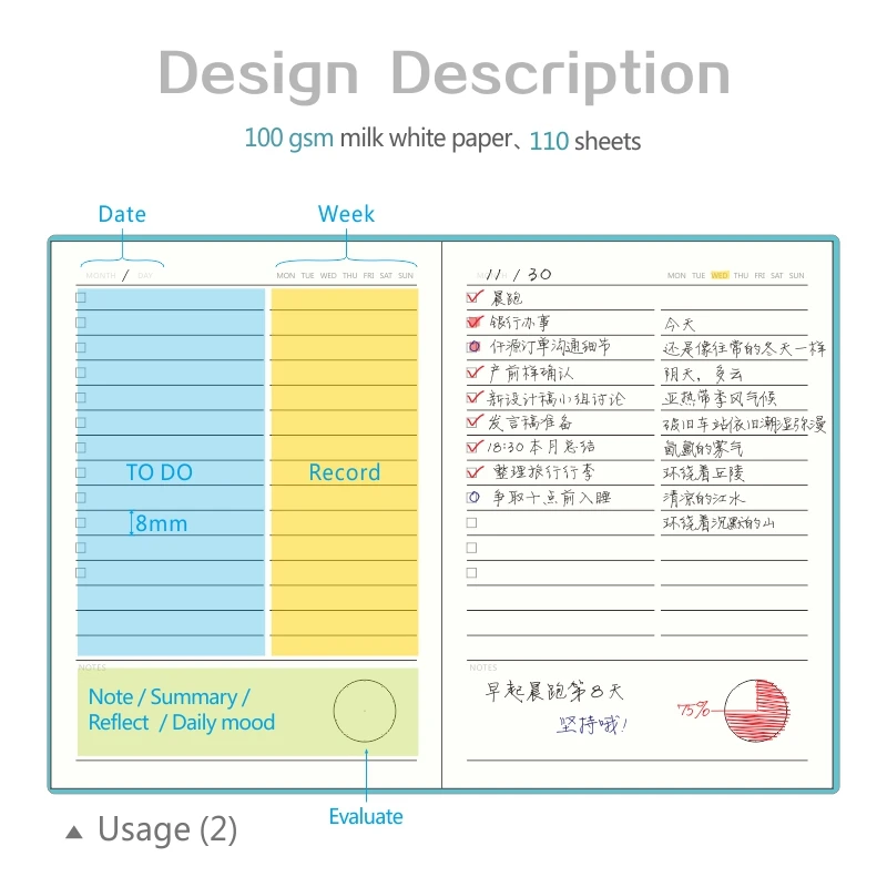 Записная книжка тетрадь B6 планировщик времени дневник органайзер на 2017 год милый