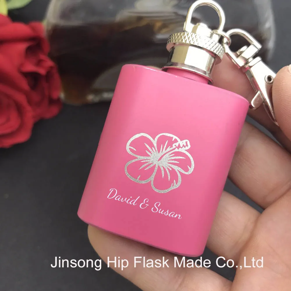 pink 20 шт. индивидуальные свадьбы пользу 1 унц. нержавеющая сталь плоская фляжка с Жених и невеста имя выгравировано бесплатно - Цвет: pink