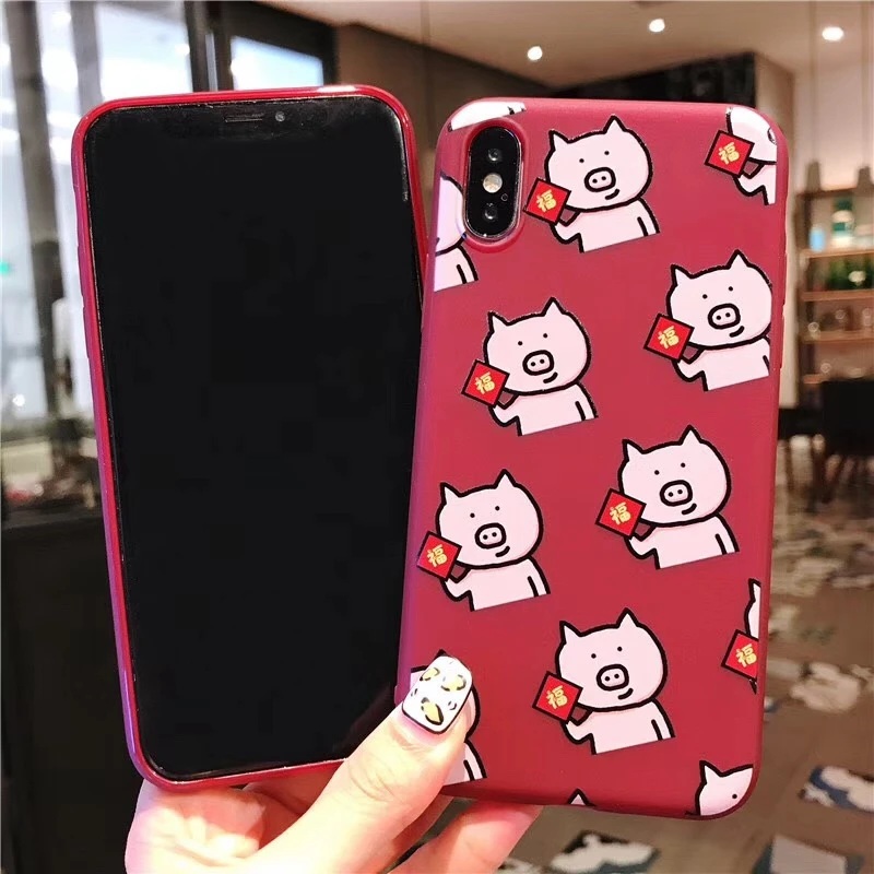 Мягкий чехол для телефона Xwmaki в китайском стиле из ТПУ Iphone Xsmax X 7 8 Plus поросенок