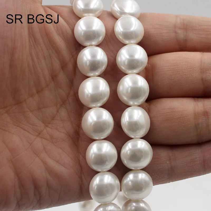 Free Shipping 14mm Coin Button Natural MOP Shell OF Pearl Jewelry Making Beads Strand 15&quot|Бусины| |