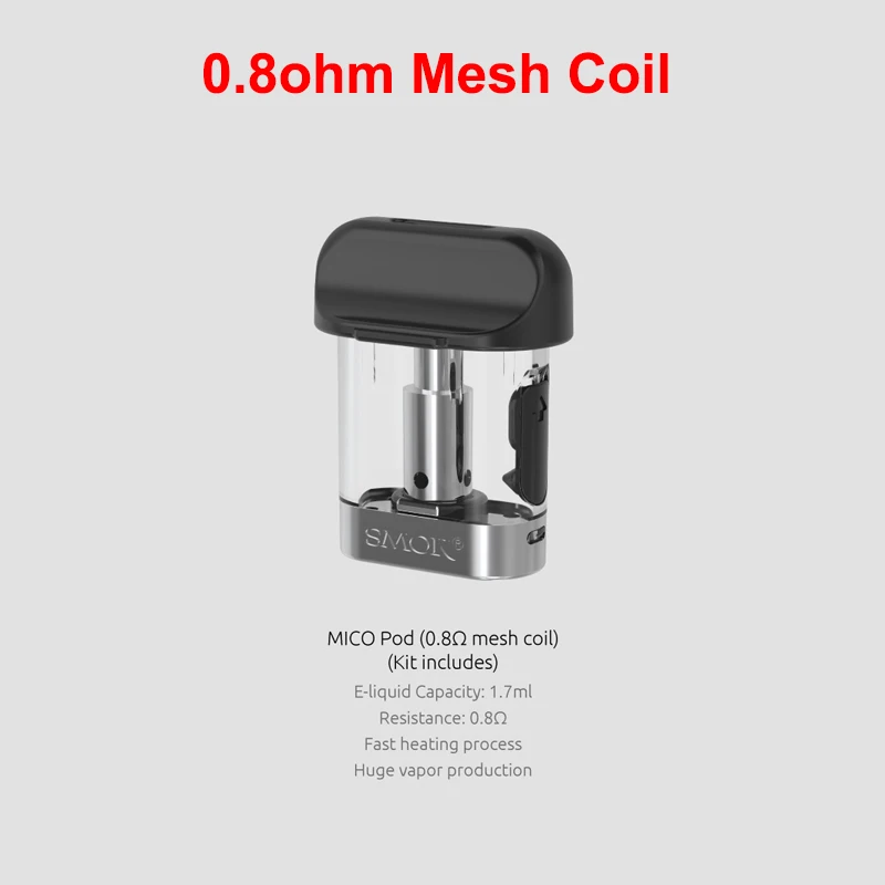 Original MICO Pod 1.7ml Capacity Regular Mesh Ceramic Coil Fit for Vape Kit Replacement Atomizer Tank | Электроника