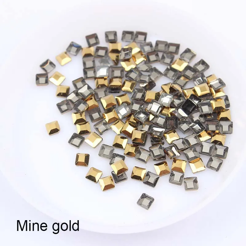 Mine Gold Квадратном каблуке смешанных цветов, размером 4x4 мм 3D ногтей стразы камни Flatback камни 30/100 шт. DIY украшения для маникюра со стразами для ногтей Стразы - Цвет: Mine Gold