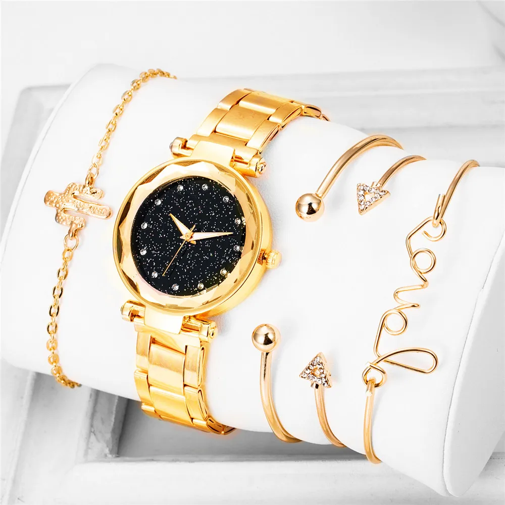 Часы наручные женские из розового золота роскошные простые деловые 5 шт.|Женские