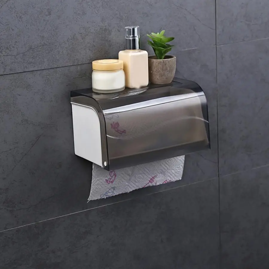 Toilet Kitchen Roll Paper Holder Wall Mounted Bathroom Tissue Paper Dispenser Rack Storage Box Waterproof paper towel holder