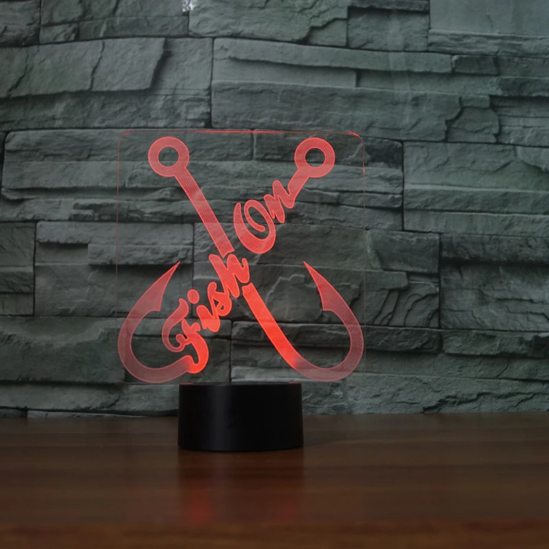 

Fishing Hook 3d Illusion Lamp 7 Color Visual Touch Led Nightlight Acrylic Novelty Christmas Gift Home Office Decoration