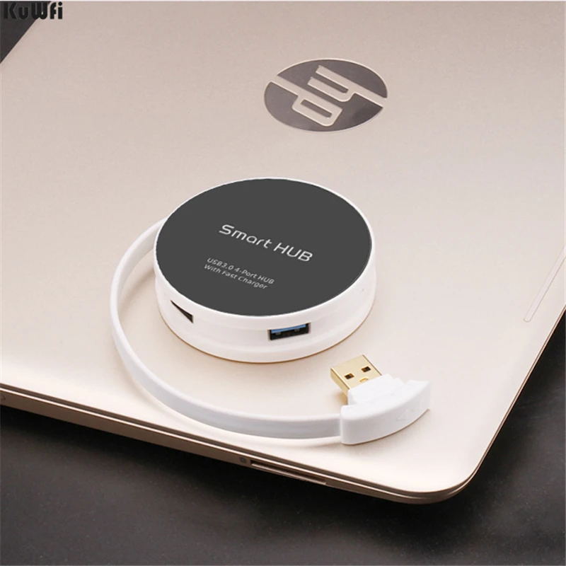KuWFi usb хаб мульти 4 Порты круговой тонкий высокого Скорость сплиттера для ноутбука
