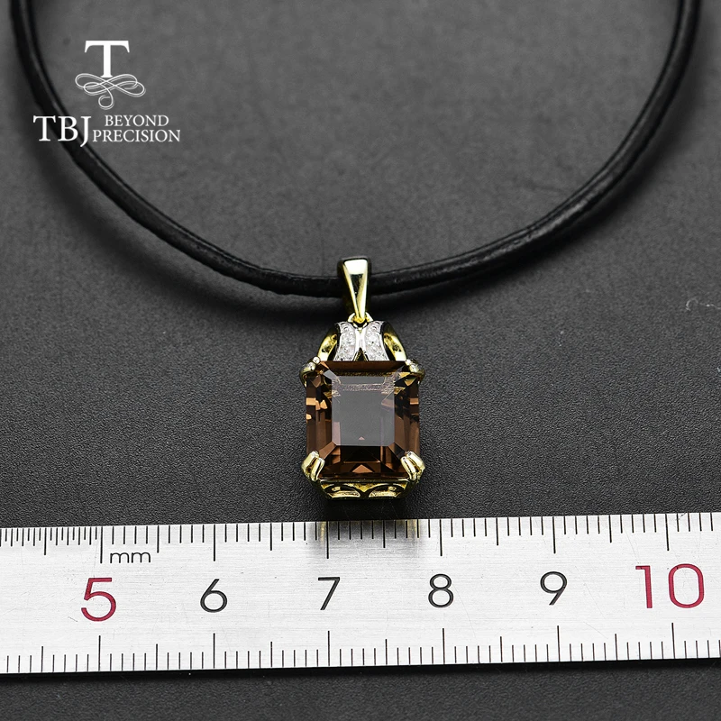 Женский кулон с изумрудами TBJ дымчатый кварцевый натуральным драгоценным камнем