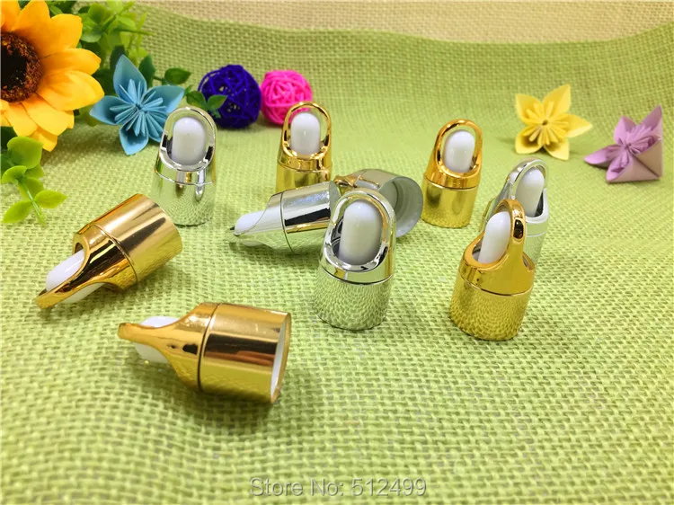 

5 шт./лот Бутылочки для эфирного масла, колпачок с золотой/серебряной крышкой с капельницей, крышка для корзины цветов с капельницей, стеклян...