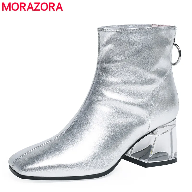MORAZORA/2020 г. Хит продаж обувь из натуральной кожи женские ботильоны осенние ботинки