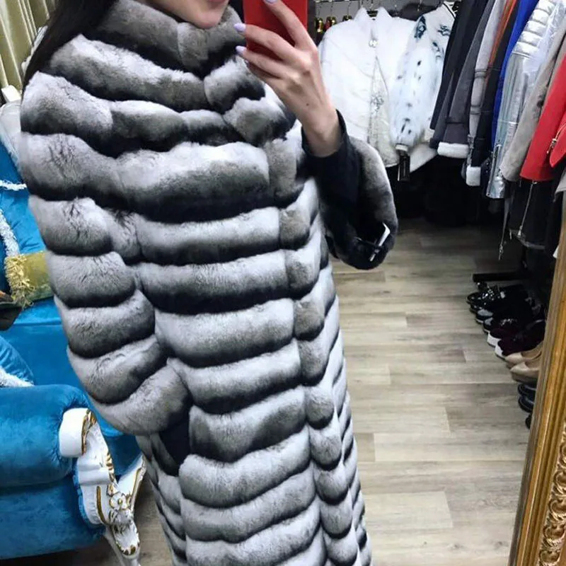 FURSARCAR 2020 новый дизайн роскошный зимний мех кролика рекс для женщин пальто Мода 120